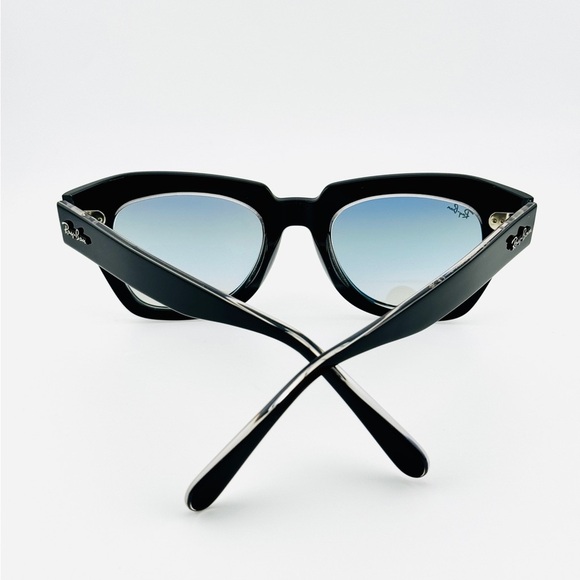 Ray-Ban State Street Women’s Sunglasses RB2186 Black Transparent frame Blue Lens - Picture 2 of 15
